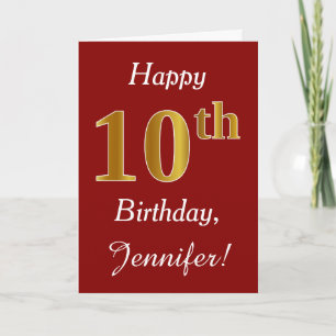 Eenvoudige Faux Gold 10th Birthday + Kaart voor aa