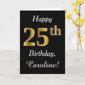 Eenvoudige Faux Gold 25th Birthday + Kaart voor aa (Gele Bloem)