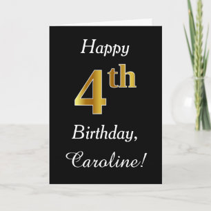Eenvoudige Faux Gold 4th Birthday + aangepaste naa Kaart