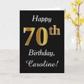 Eenvoudige Faux Gold 70e Verjaardag + aangepaste n Kaart (Gele Bloem)