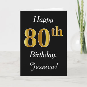 Eenvoudige Faux Gold 80th Verjaardag + aangepaste Kaart