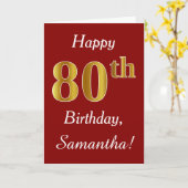 Eenvoudige Faux Gold 80th Verjaardag + aangepaste  Kaart (Gele Bloem)
