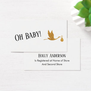 Eenvoudige Faux Gold Stork Gift Registry Behuizing Visitekaartje