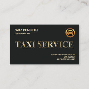 Eenvoudige Faux Gold Taxi Service Slogan Cab Servi Visitekaartje
