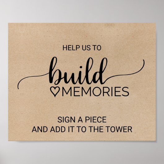 Eenvoudige Faux Kraft Calligraphy Build Memories Poster (Voorkant)