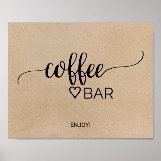 Eenvoudige Faux Kraft Calligraphy Coffee Bar Poster (Voorkant)
