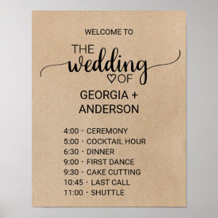 Eenvoudige Faux Kraft-kalligrafie-volgorde van eve Poster