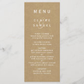 Eenvoudige faux rustieke bruine kraft bruiloft menu (Voorkant)