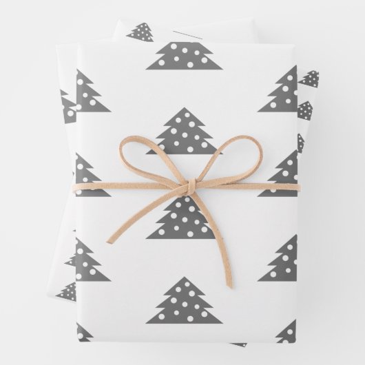 Eenvoudige feestelijke kerstboomfeestdag inpakpapier vel (In situ)