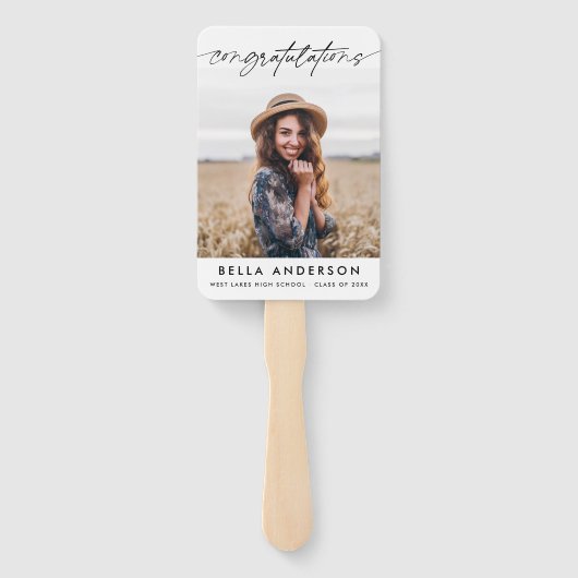 Eenvoudige felicitaties Afstuderen Script Photo Handwaaier (Achterkant)