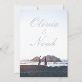 Eenvoudige Film Poster Moderne Blauwe Foto Bruilof Kaart