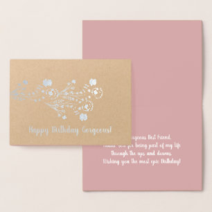 Eenvoudige Floral Botanical Birthday Real Foil kaa Folie Kaarten