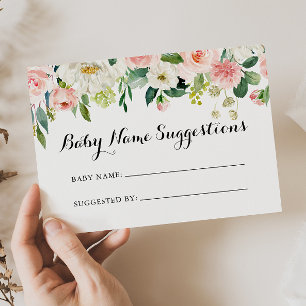 Eenvoudige Floral Green Baby Name Suggesties-kaart Visitekaartje