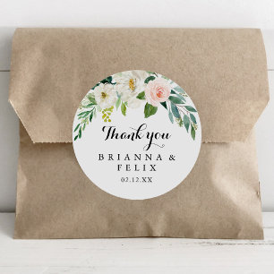 Eenvoudige Floral Green Bedankt voor je huwelijk Ronde Sticker