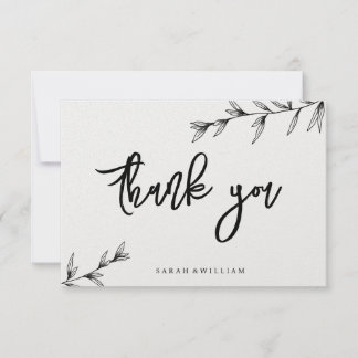 Eenvoudige Floral Line Art Dank u kaart