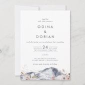 Eenvoudige Floral Mountain in één bruiloft Kaart (Voorkant)