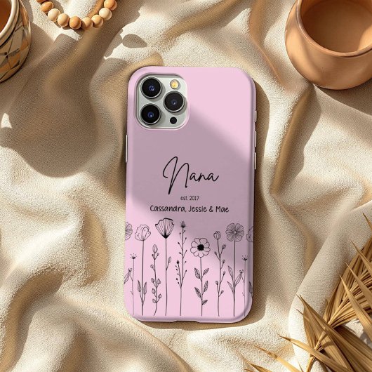 Eenvoudige Floral Nana Aangepaste Titel Case-Mate iPhone Case