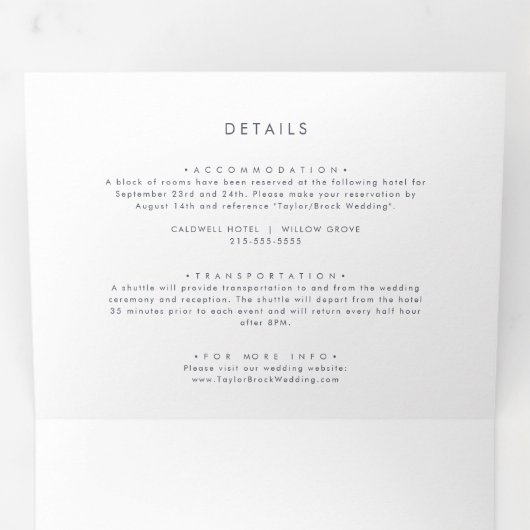 Eenvoudige Floral Photo Weduwin All-in-One Drieluik Uitnodiging (Binnenzijde eerst)