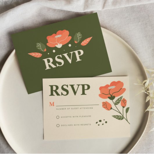 Eenvoudige Floral RSVP Kaartje
