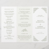 Eenvoudige Floral Sage Green Tri Fold Trouwprogram (Voorkant)