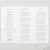 Eenvoudige Floral Sage Green Tri Fold Trouwprogram (Achterkant)