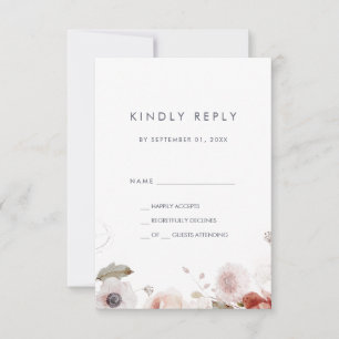 Eenvoudige Floral Simple RSVP-kaart RSVP Kaartje