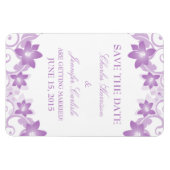 Eenvoudige Floral sparen de Datum Magnet, Paars Magneet (Horizontaal)