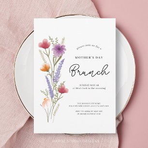 Eenvoudige Floral Wildflower Moederdag Brunch Kaart