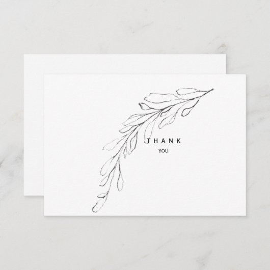 Eenvoudige Foliage Stem Funeral - Naam en datum Bedankkaart (Voorkant / Achterkant)