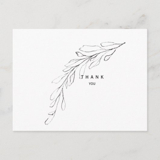 Eenvoudige Foliage Stem Funeral - Naam en datum Briefkaart (Voorkant)
