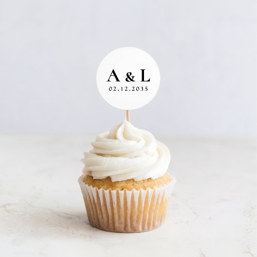 Eenvoudige Formele Serif Typography Monogram Huwel Ronde Sticker