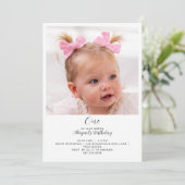 Eenvoudige foto 1e verjaardagsfeestje kaart (Staand voorkant)