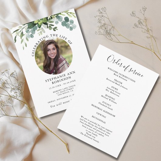 Eenvoudige Foto Begrafenis Orde van Dienst Programma