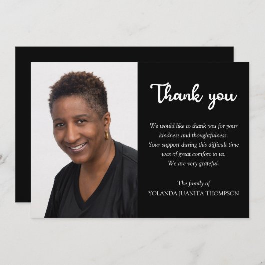 Eenvoudige foto Bereavement Funeral Sympathy Memor Bedankkaart (Voorkant / Achterkant)