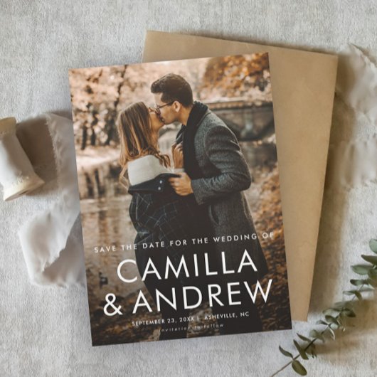 Eenvoudige foto bruiloft Bewaar de datum magneet