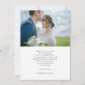 Eenvoudige foto-bruiloft Hartelijk dank Bedankkaart (Achterkant)