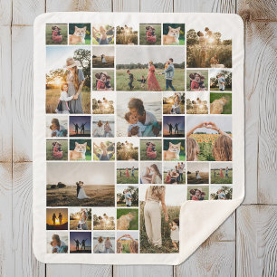 Eenvoudige foto Collage Aangepaste kleur Aangepast Sherpa Deken