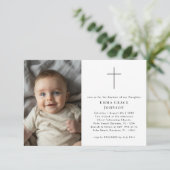 Eenvoudige foto doop uitnodiging voor jongens en m (Staand voorkant)