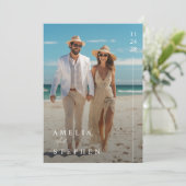 Eenvoudige foto Elegant strand bruiloft Kaart (Staand voorkant)