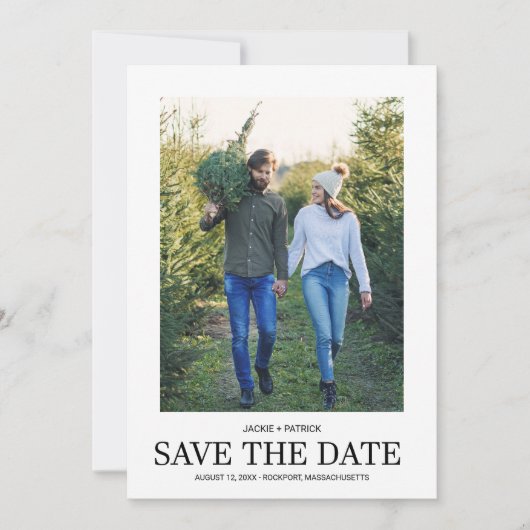 Eenvoudige foto en Typografie Weddenschap Save The Date (Voorkant)