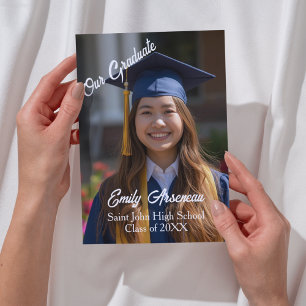 Eenvoudige foto 'Grad Feest ' Calligraphy Personal Kaart