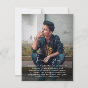 Eenvoudige foto Handgeschreven begrafenis Hartelij Bedankkaart