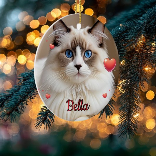 Eenvoudige Foto Harten Huisdier CAT Personaliseren Keramisch Ornament