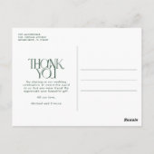 Eenvoudige foto Hunter Green bruiloft Dank u Briefkaart (Achterkant)