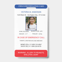 Eenvoudige foto-identificatie Nood Kinder-ID