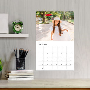 Eenvoudige foto maanden koele minimalistische typo kalender