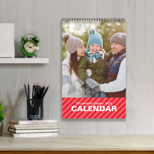 Eenvoudige foto maanden koele strepen typografie kalender