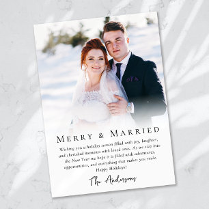 Eenvoudige foto Merry & Married Feestdagenkaart