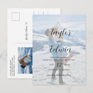 Eenvoudige foto Modern Wedding Save the Date Aankondigingskaart