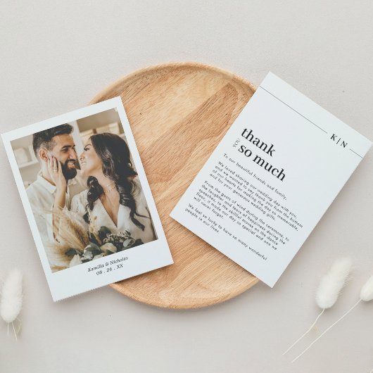 Eenvoudige foto Monogram bruiloft Bedankkaart
